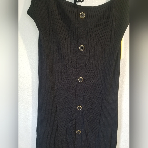 Women's Button-Front Ribbed Midi Dress - Future Collective Black - Picture 7 of 8